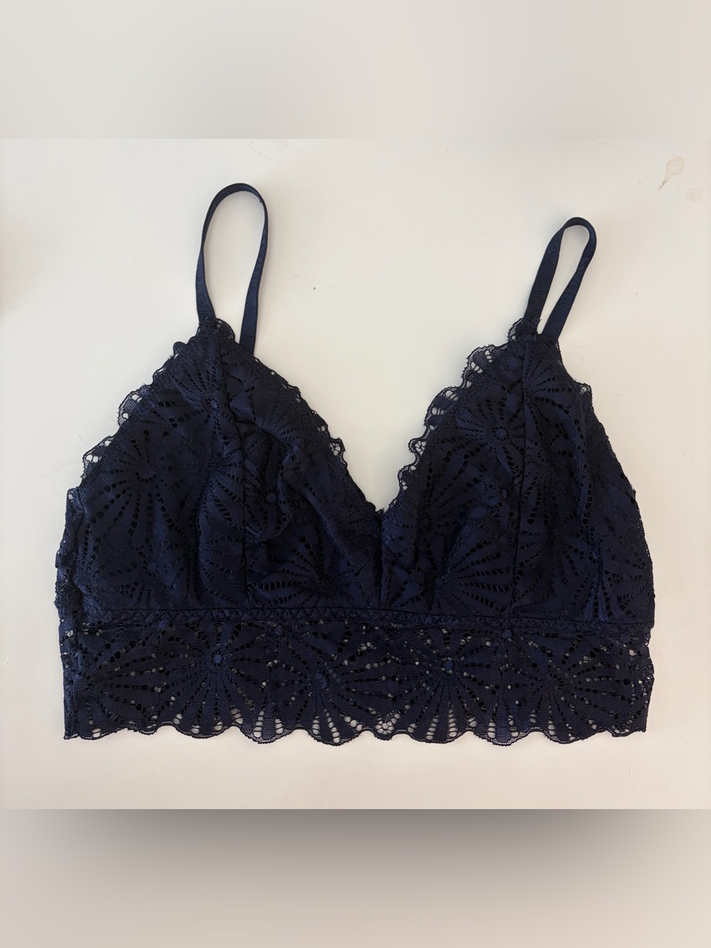 Nautica Navy Lace Bralette with Scallop Hem Size XL